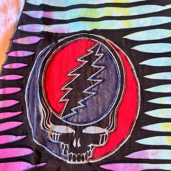 Jayli Grateful Dead Multicolor Tie-Dye Flared Pants with SYF Appliqué NWT - Picture 3 of 4